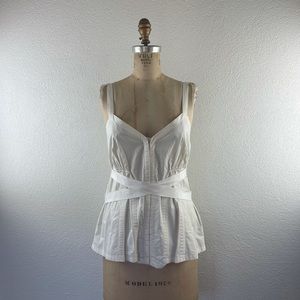 Twenty8Twelve l 6 Antoinette Ivory Fit Flare Criss-Cross Ribbon Hook Eye Blouse